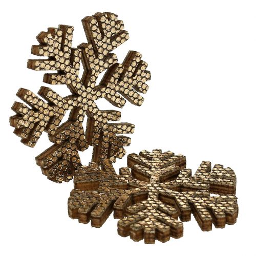 Artikel Snowflake guld julepynt Ø4cm 48st