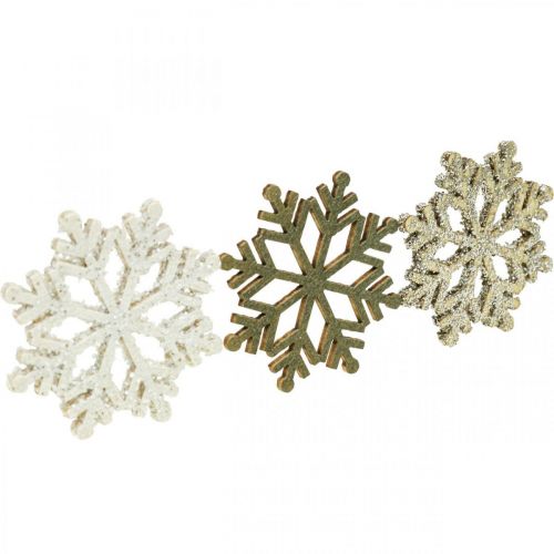 Floristik24 Snefnug natur, hvid glimmerblanding Ø4cm 72 stk