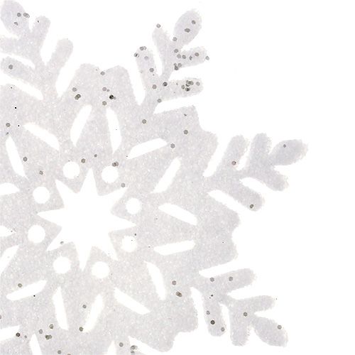 Artikel Snowflake hvid med glimmer sortering. 10 cm 12p