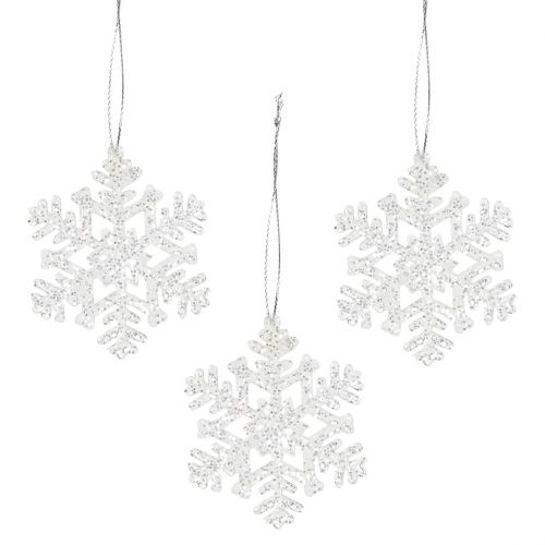 Floristik24 Snowflake Ø8cm hvid med glitter 12stk
