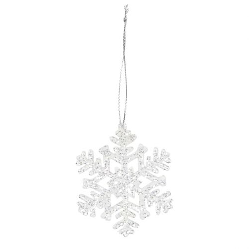 Floristik24 Snowflake Ø8cm hvid med glitter 12stk
