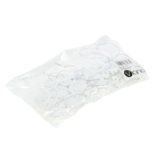 Floristik24 Snowflake Ø8cm hvid med glitter 12stk