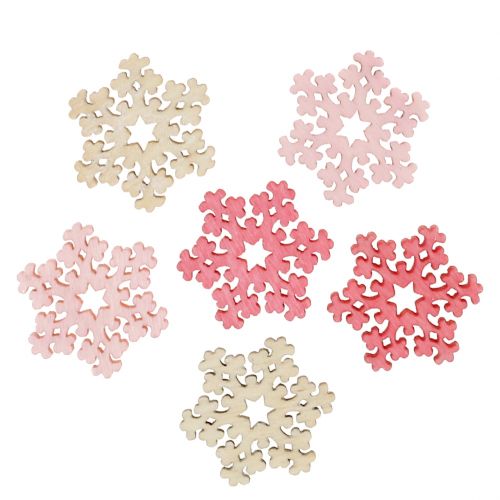 Artikel Snowflake mix pink, rosa, naturlig Ø2cm 144p