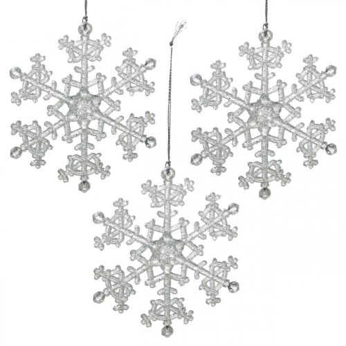 Floristik24 Dekorativ snefnug, vinterdekoration, iskrystal til at hænge, jul H10cm B9,5cm plastik 12stk