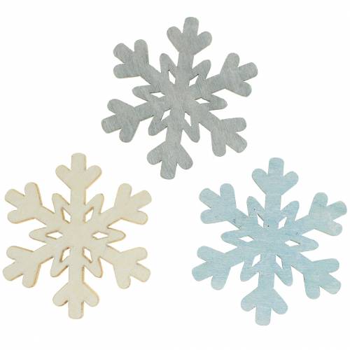 Floristik24 Scatter dekoration snefnug blå/grå/hvid 4cm 72 stk