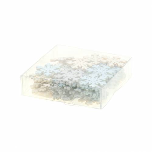 Floristik24 Scatter dekoration snefnug blå/grå/hvid 4cm 72 stk
