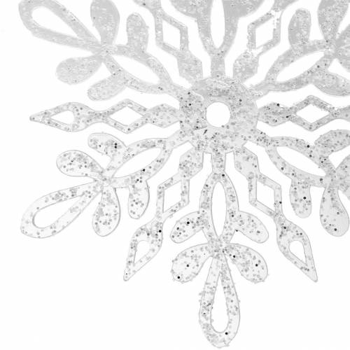 Floristik24 Snefnug til at hænge 14,5 cm gennemsigtigt, glitter 12 stk