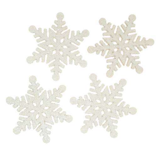 Scatter dekoration snefnug glitter hvid 5cm 48 stk