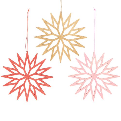 Artikel Snefnug dekoration træ træ dekorationer orange 15cm 8 stk
