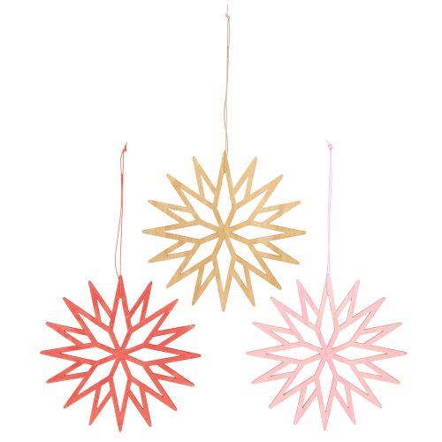 Artikel Snefnug dekoration træ træ dekorationer orange 15cm 8 stk