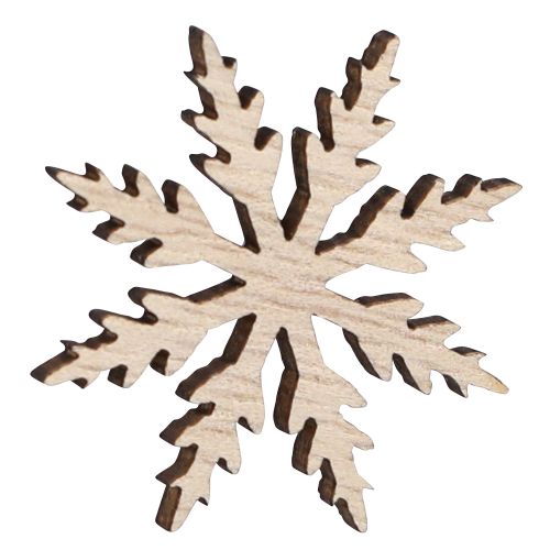 Artikel Snefnug dekorative shakers hvid naturtræ Ø3cm 48 stk