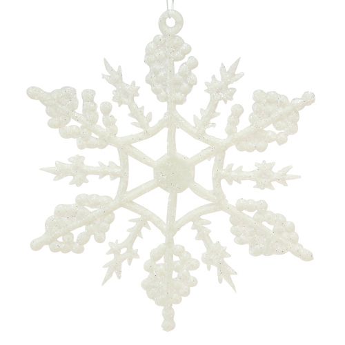 Snefnug dekoration hvid glitter iskrystaller 10cm 12 stk