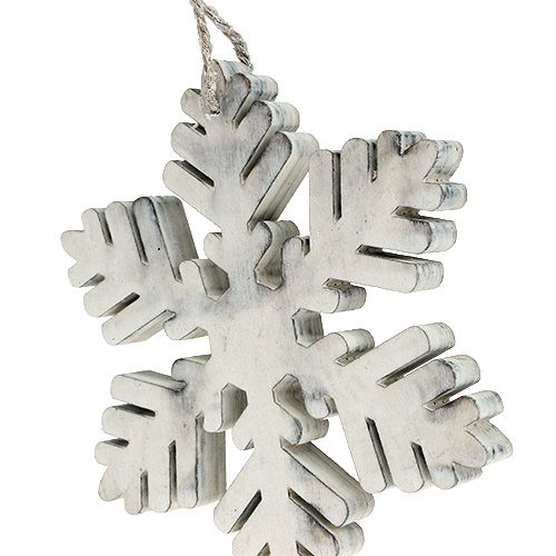 Floristik24 Træ snefnug hvid-grå sort. 7-12 cm 6 stk