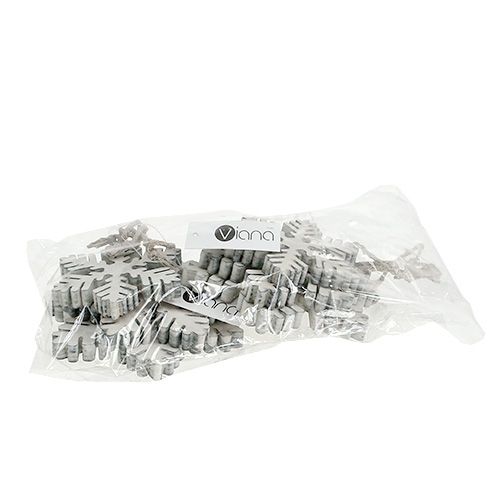 Floristik24 Træ snefnug hvid-grå sort. 7-12 cm 6 stk