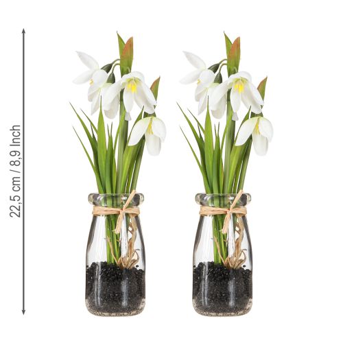 Artikel Vintergækker kunstige i glas kunstige blomster hvide 22,5cm 2stk