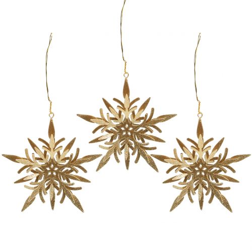 Floristik24 Sne krystal guld 3D 13cm x 12,5cm 3stk