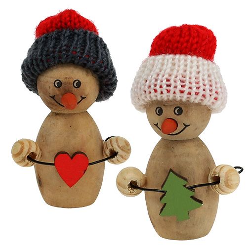 Floristik24 Snowman figur træ 8cm - 9cm 6pcs