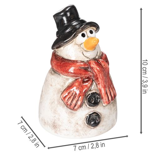 Snemandsfigur med rødt tørklæde, juledekoration, 10 cm | Floristik24.dk