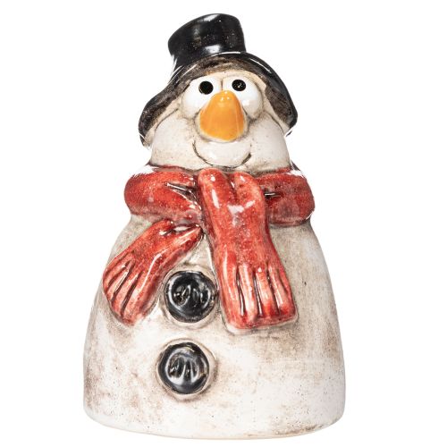 Snemandsfigur med rødt tørklæde, juledekoration, 10 cm | Floristik24.dk
