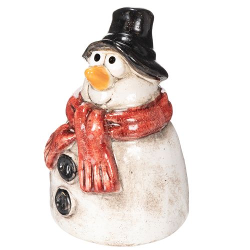 Snemandsfigur med rødt tørklæde, juledekoration, 10 cm | Floristik24.dk
