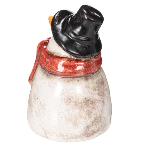 Snemandsfigur med rødt tørklæde, juledekoration, 10 cm | Floristik24.dk