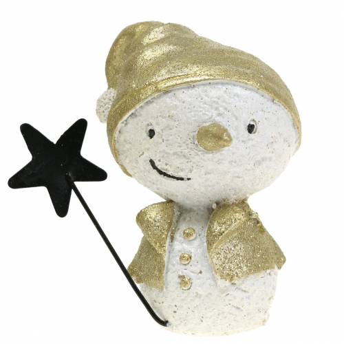 Artikel Dekorationsfigur snemand hvid/guld 7,5cm 4stk