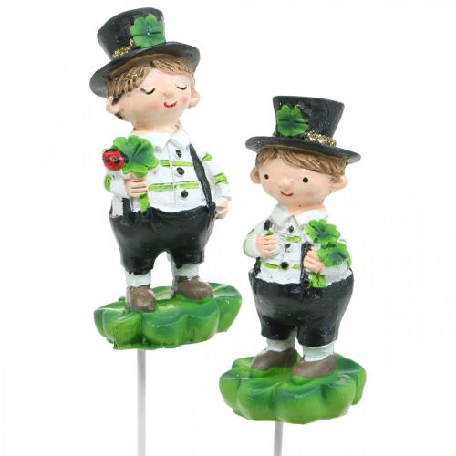 Artikel Skorstensfejer med kløver, stik til nytårsaften, lykkebringer, St Patricks Day L27cm 4stk