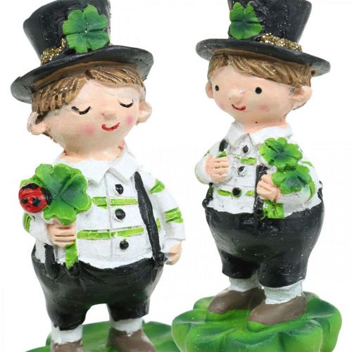 Artikel Skorstensfejer med kløver, stik til nytårsaften, lykkebringer, St Patrick&#39;s Day L27cm 4 stk.