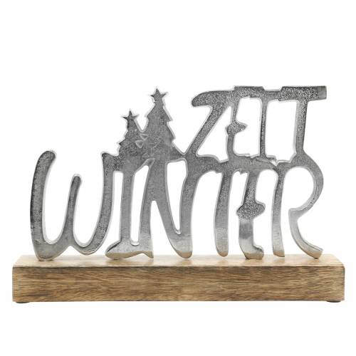 Floristik24 "Winter time" borddekoration, metal, mangotræ, sølv 33 × 22 cm