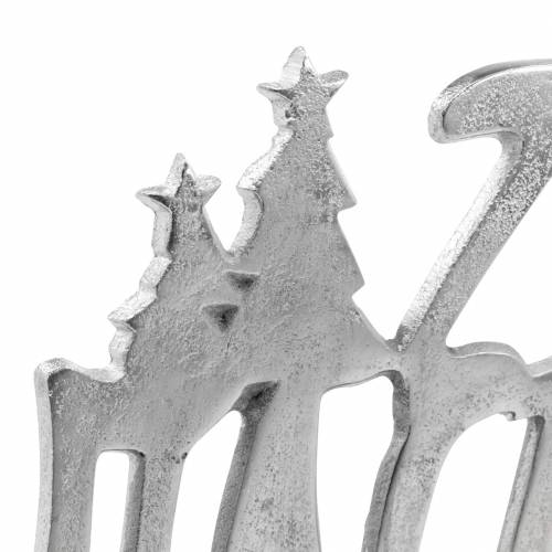 Floristik24 "Winter time" borddekoration, metal, mangotræ, sølv 33 × 22 cm