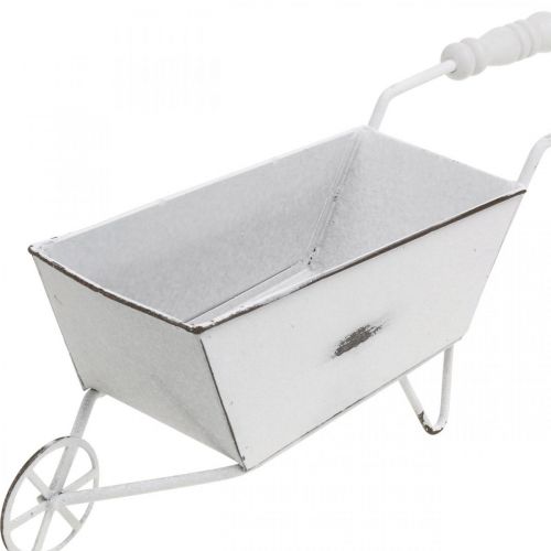Floristik24 Mini trillebør, borddekoration, sommerdekoration shabby chic brun, hvid H7,5cm L25cm