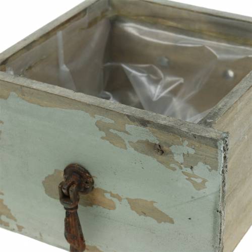 Floristik24 Planter træ skuffe antik grå 16cm x 14cm