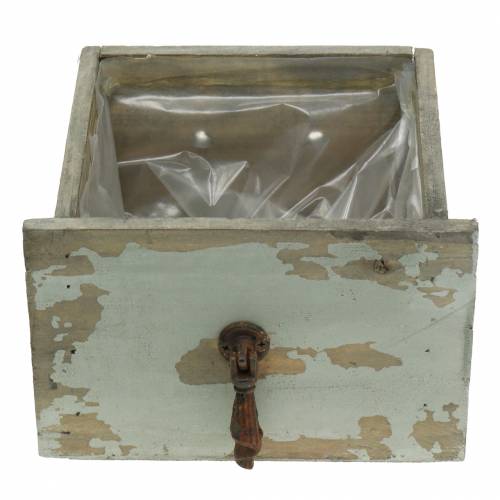 Floristik24 Planter træ skuffe antik grå 16cm x 14cm
