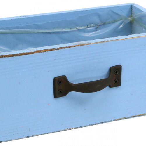 Artikel Planteskuffe træ lyseblå shabby chic plantekasse 25×13×8cm