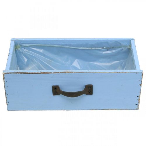 Artikel Planteskuffe træ lyseblå shabby chic plantekasse 25×13×8cm