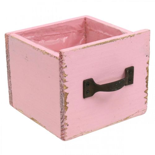 Floristik24 Dekorativ skuffe til plantning af pink træ shabby chic 12,5×12,5×10cm