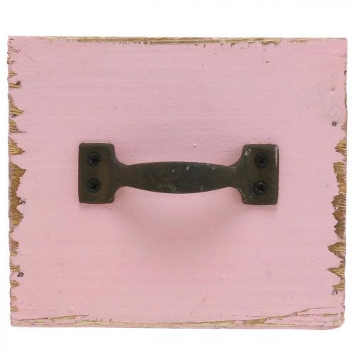 Floristik24 Dekorativ skuffe til plantning af pink træ shabby chic 12,5×12,5×10cm