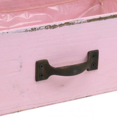 Floristik24 Træskuffekasse pink shabby chic deco 25×13×8cm