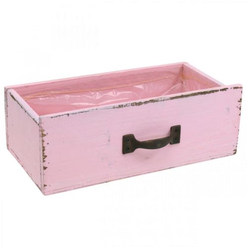 Floristik24 Træskuffekasse pink shabby chic deco 25×13×8cm