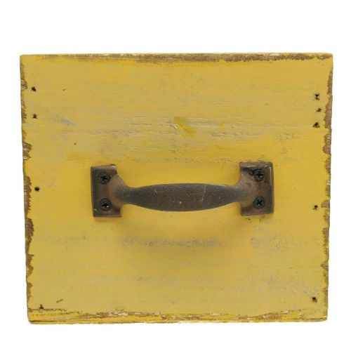 Floristik24 Dekorativ skuffe vintage plantekasse trægul 12,5×12,5×11cm