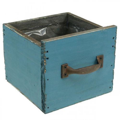 Floristik24 Planteskuffe blå trædekoration shabby chic 12,5×12,5×11cm