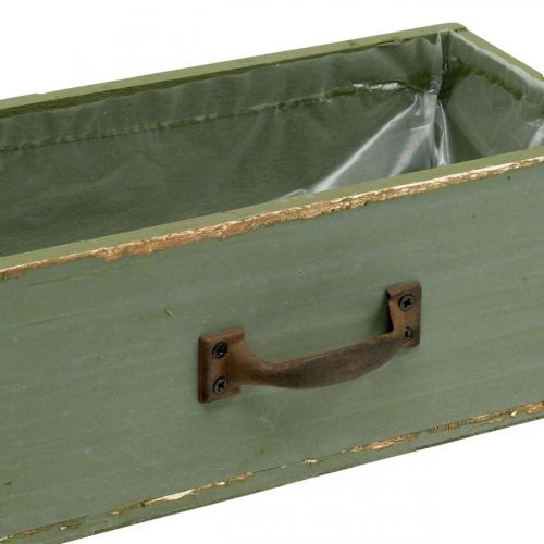 Floristik24 Plantekasse dekorativ skuffe træ shabby chic grøn 25x13x9cm