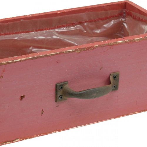 Floristik24 Plantekasse Træskuffe Shabby Chic Rød 25x13x9cm