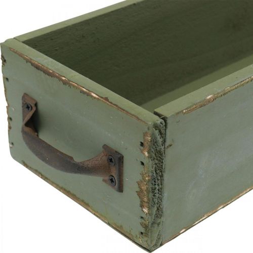 Floristik24 Deco Skuffe Vintage Look Træbakke Shabby Grøn 65×11×7cm