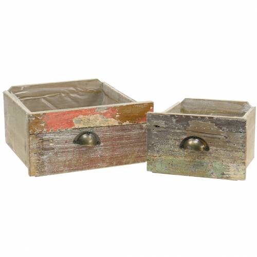 Floristik24 Planter træskuffe antik til plantning 20cm / 15cm