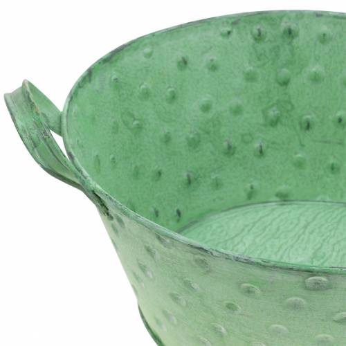 Floristik24 Dekorativ Skål Plantekasse Metal Grøn Vasket Ø24cm H10cm