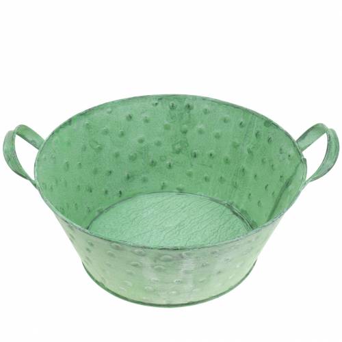 Floristik24 Dekorativ Skål Plantekasse Metal Grøn Vasket Ø24cm H10cm
