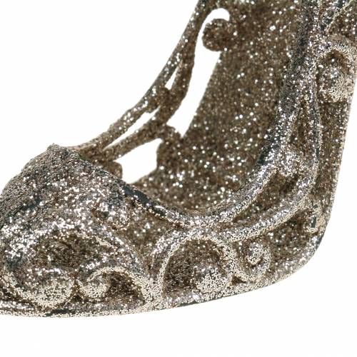 Floristik24 Juletræspynt sko champagne glitter 13cm 12stk
