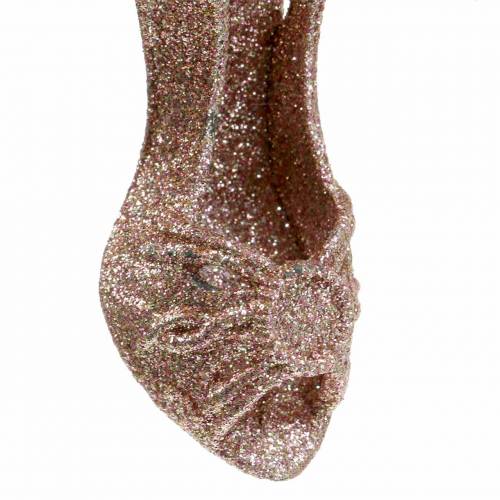Floristik24 Juletræspynt pumps pink, glitter 12cm 12stk