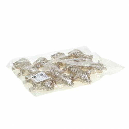 Floristik24 Dekorativ svinglitter champagne 10 cm 8stk